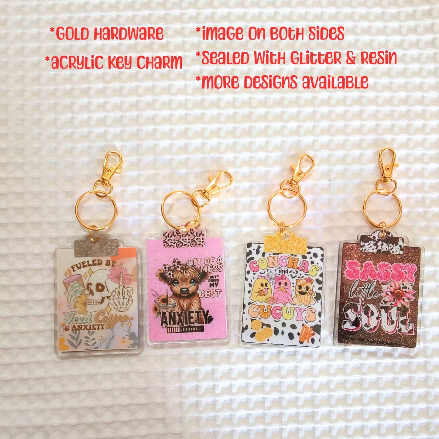 Novelty Mini Clipboard Acrylic Resin Cup Keychain