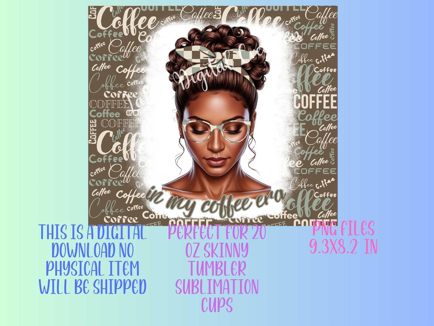 2 Coffee Lover 20oz Tumbler Wrap PNG Digital Download