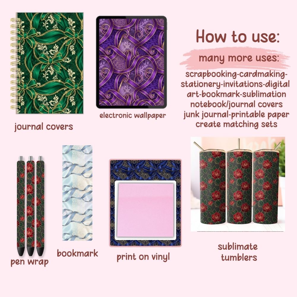 Elegant Bow 1 Digital Pattern Paper Bundle