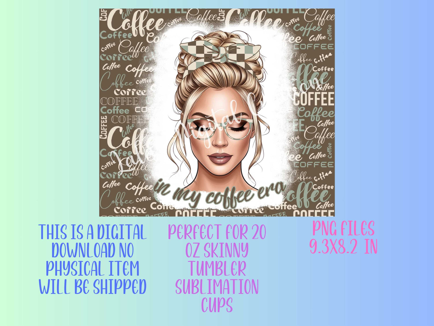 3 Coffee Lover 20oz Tumbler Wrap PNG Digital Download