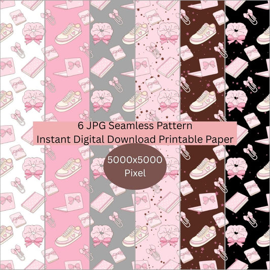 Preppy Accessories Seamless Repeating Pattern Paper Bundle Set