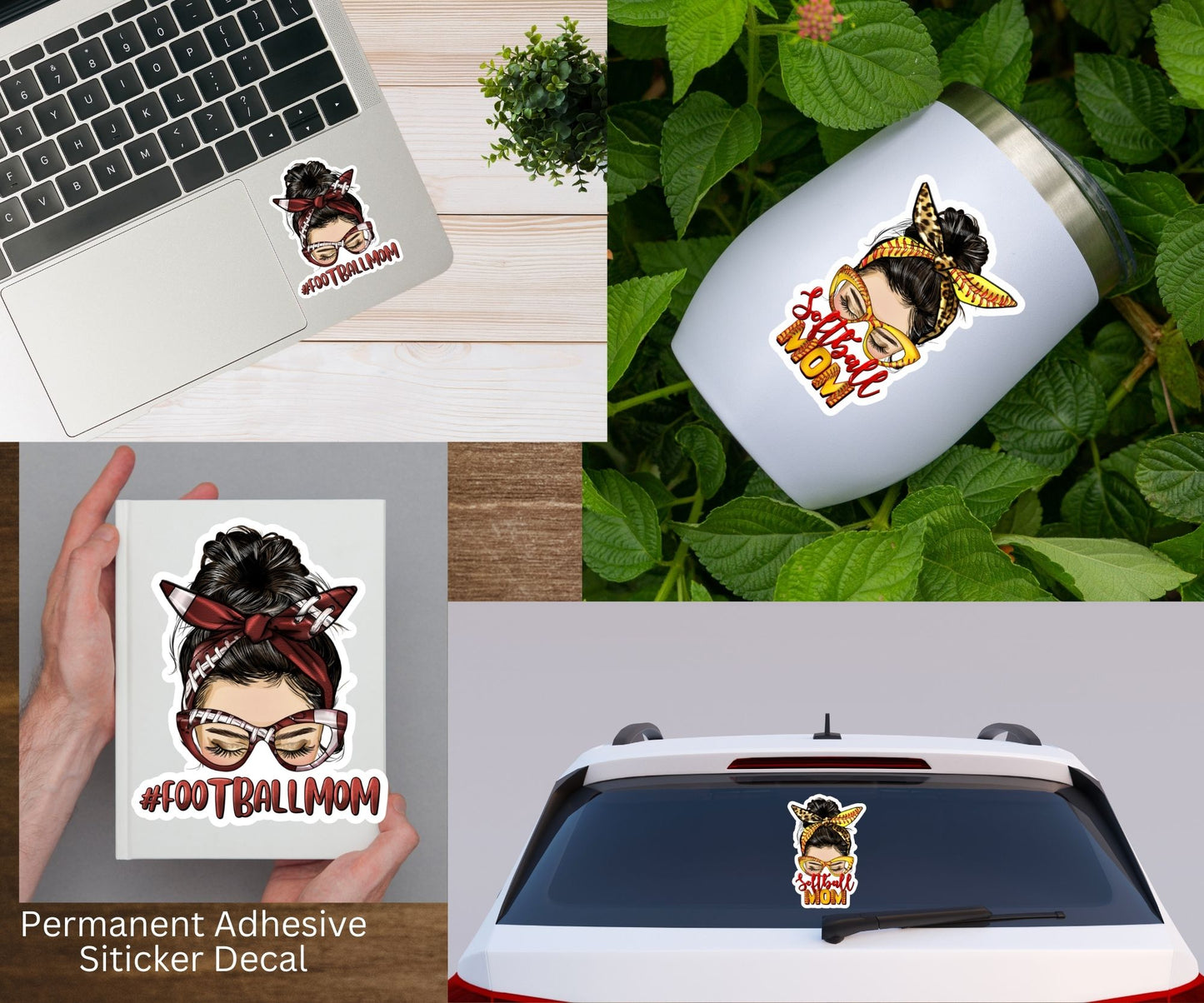 Sports Messy Mom Bun Vinyl Sticker Decal