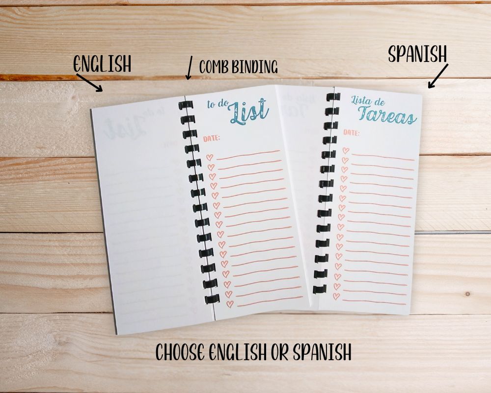 Skinny Mini To-Do List Notebook English or Spanish-Compact Companion Organizer-Maximize Productivity Notebook-Convenient Size Notebook-Slim
