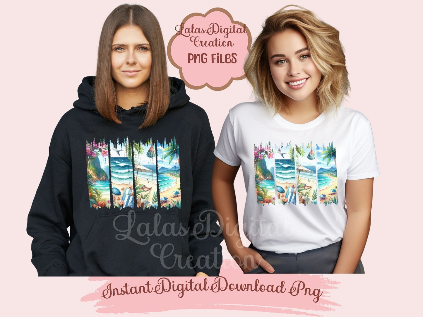 Beach Brushstroke Clipart PNG Instant Digital Download