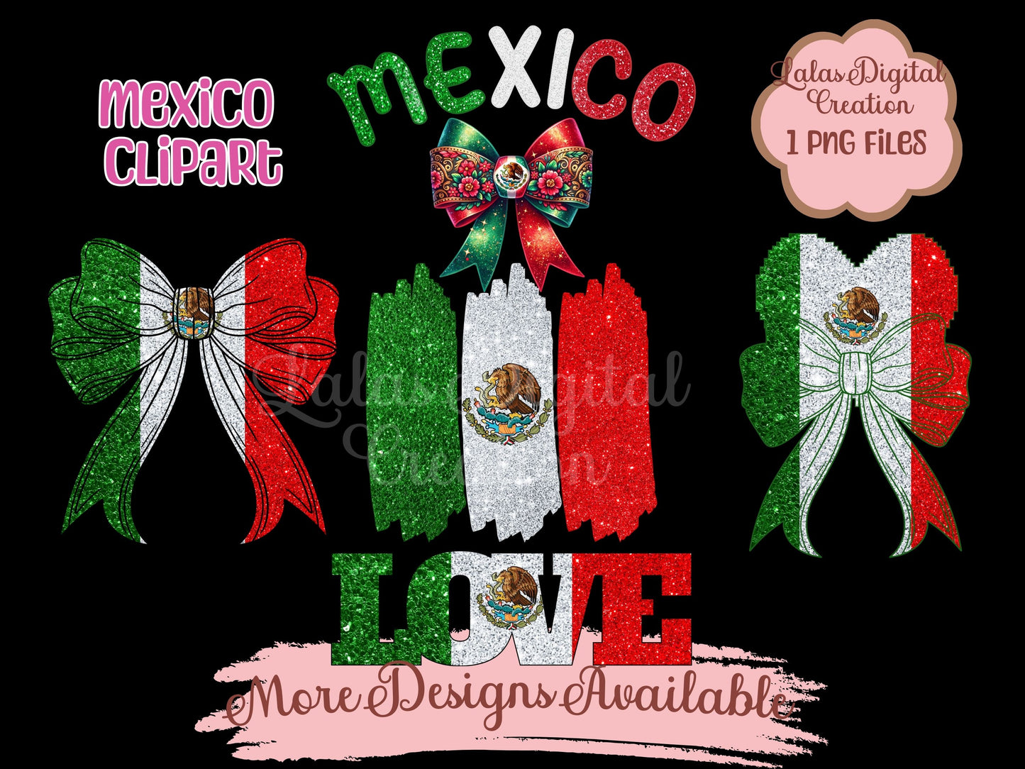 Mexico Coquette Bow Clipart PNG Instant Digital Download