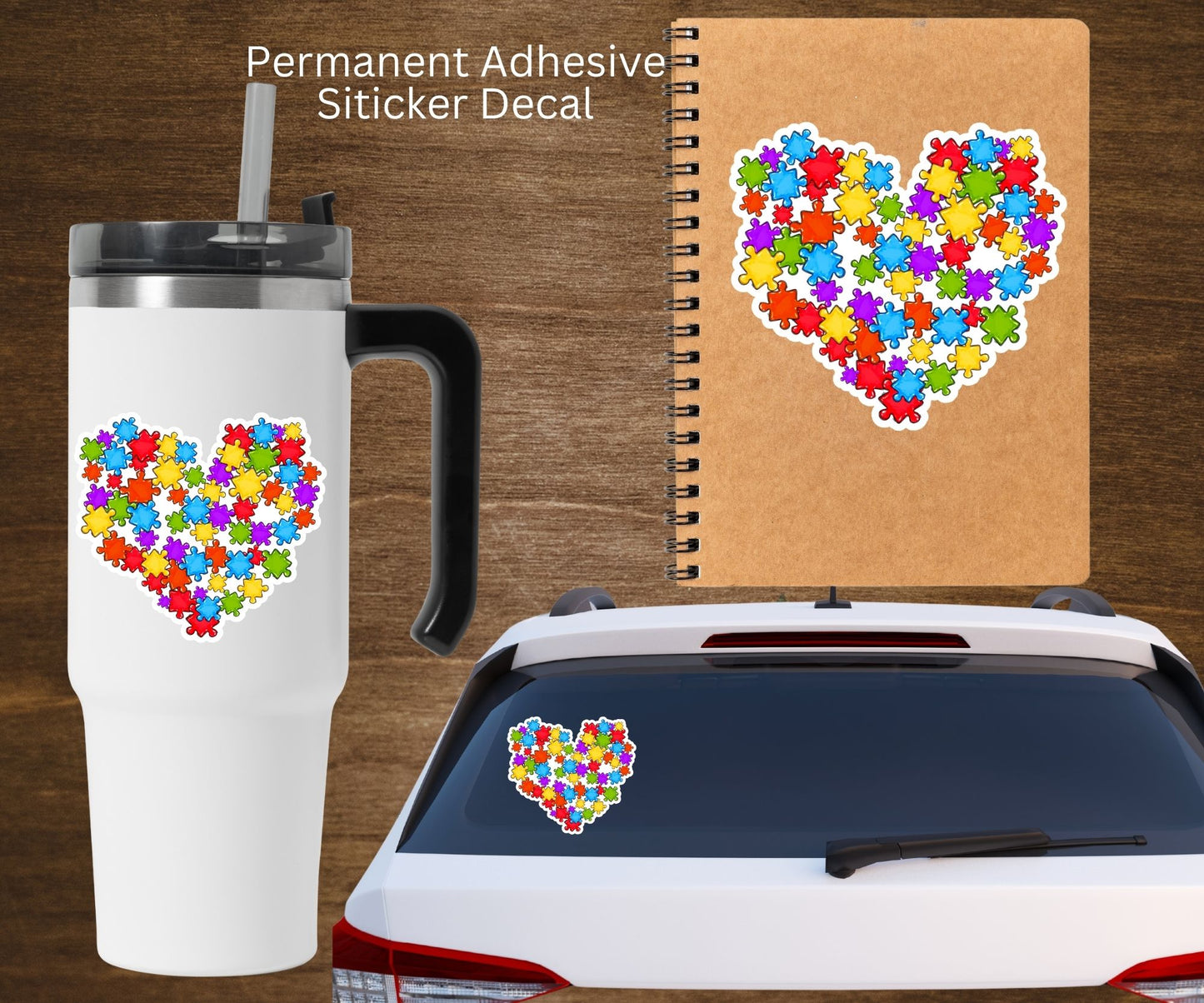 Autism Heart Puzzle Pieces Vinyl Sticker Decal