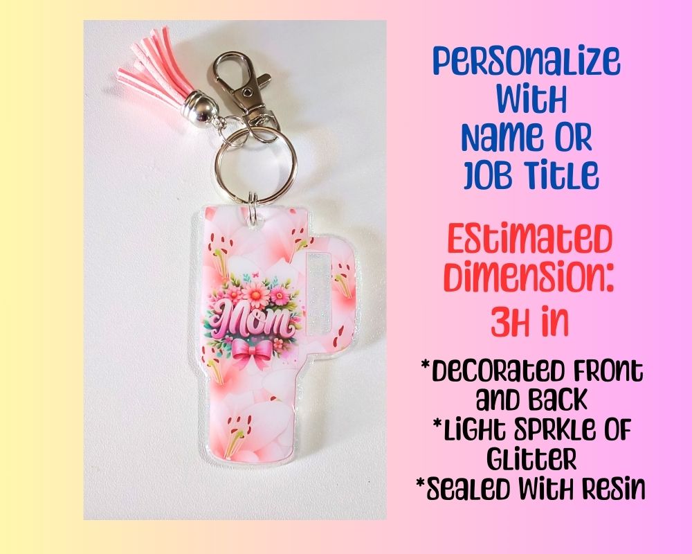 Mom Floral Acrylic Resin Keychain