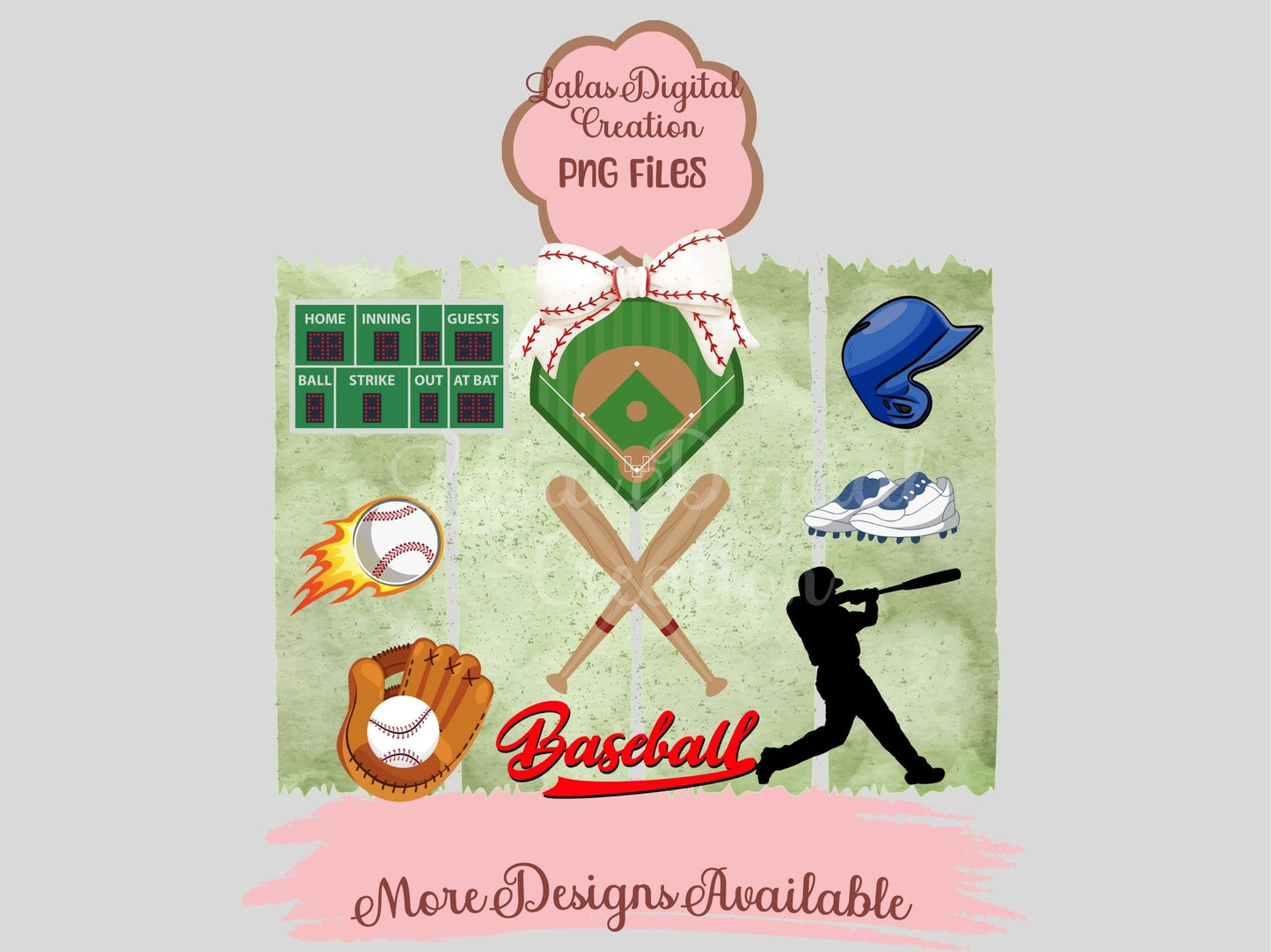Baseball Brushstroke Clipart PNG Instant Digital Download