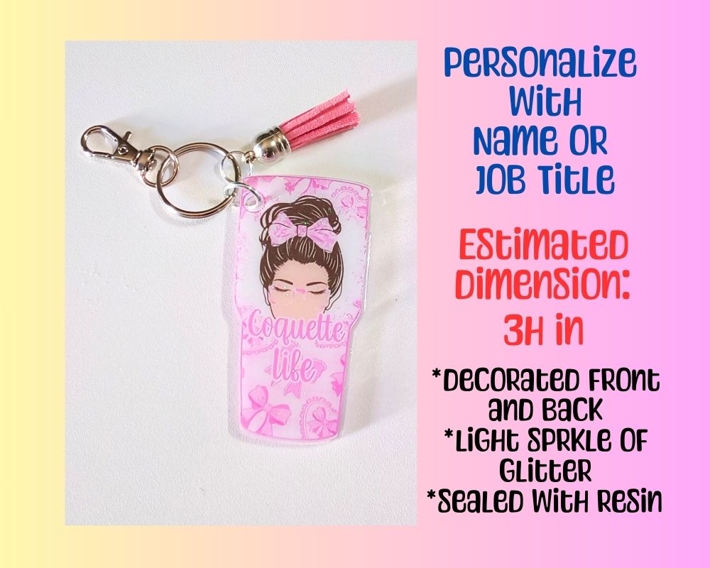 Coquette Life Messy Mom Bun Acrylic Resin Keychain