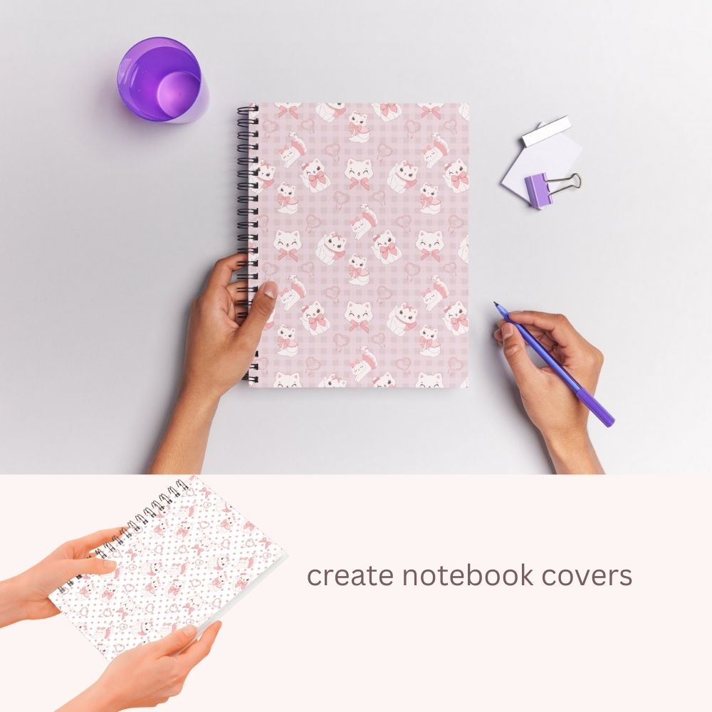 Coquette Preppy Cat Seamless Digital Pattern Paper Set