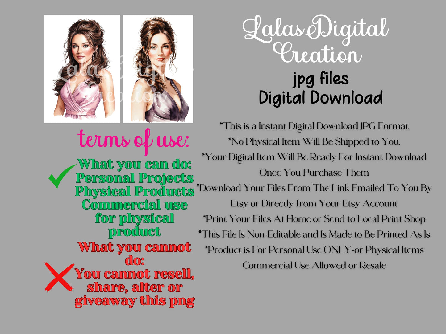 JPEG Watercolor Elegant Women Clipart Bundle Instant Digital Download