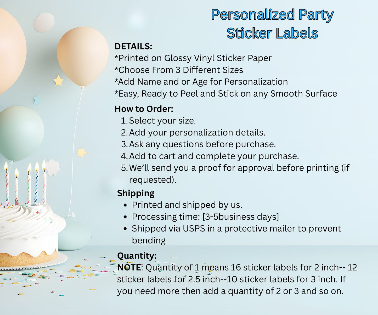 Elegant Floral Custom Personalized Happy Birthday Party Favor Sticker Labels