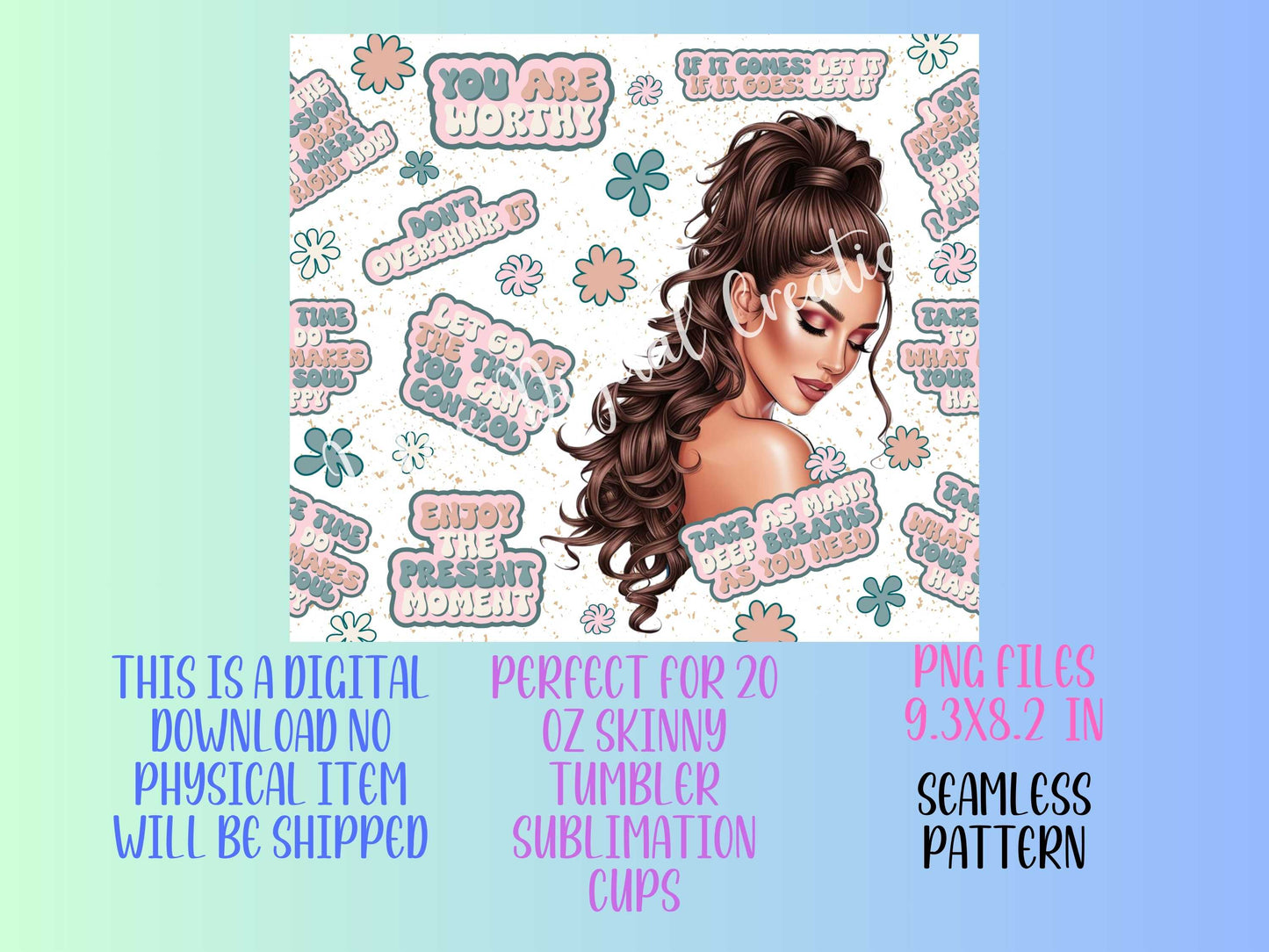 2 Affirmation 20oz Tumbler Wrap PNG Digital Download