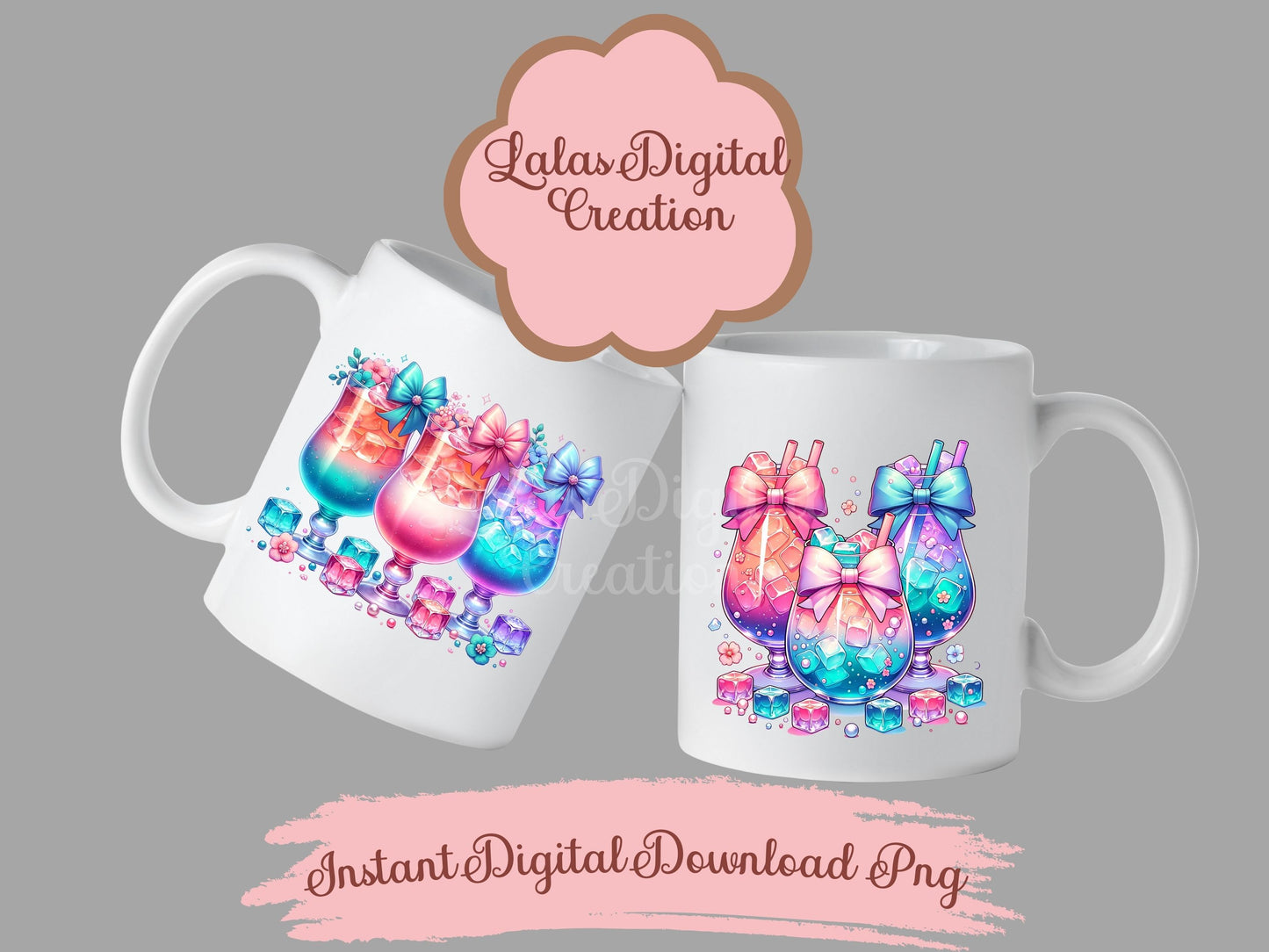 Fancy Iced Drink Clipart Bundle Instant Digital PNG Download