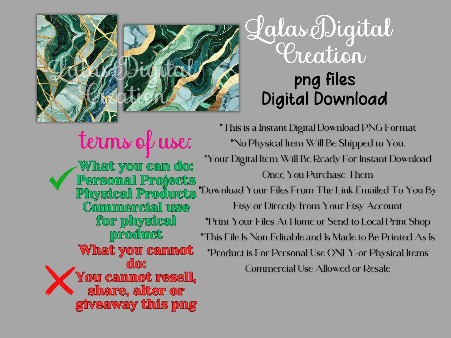 Green and Gold Marble Digital Pattern Paper Bundle