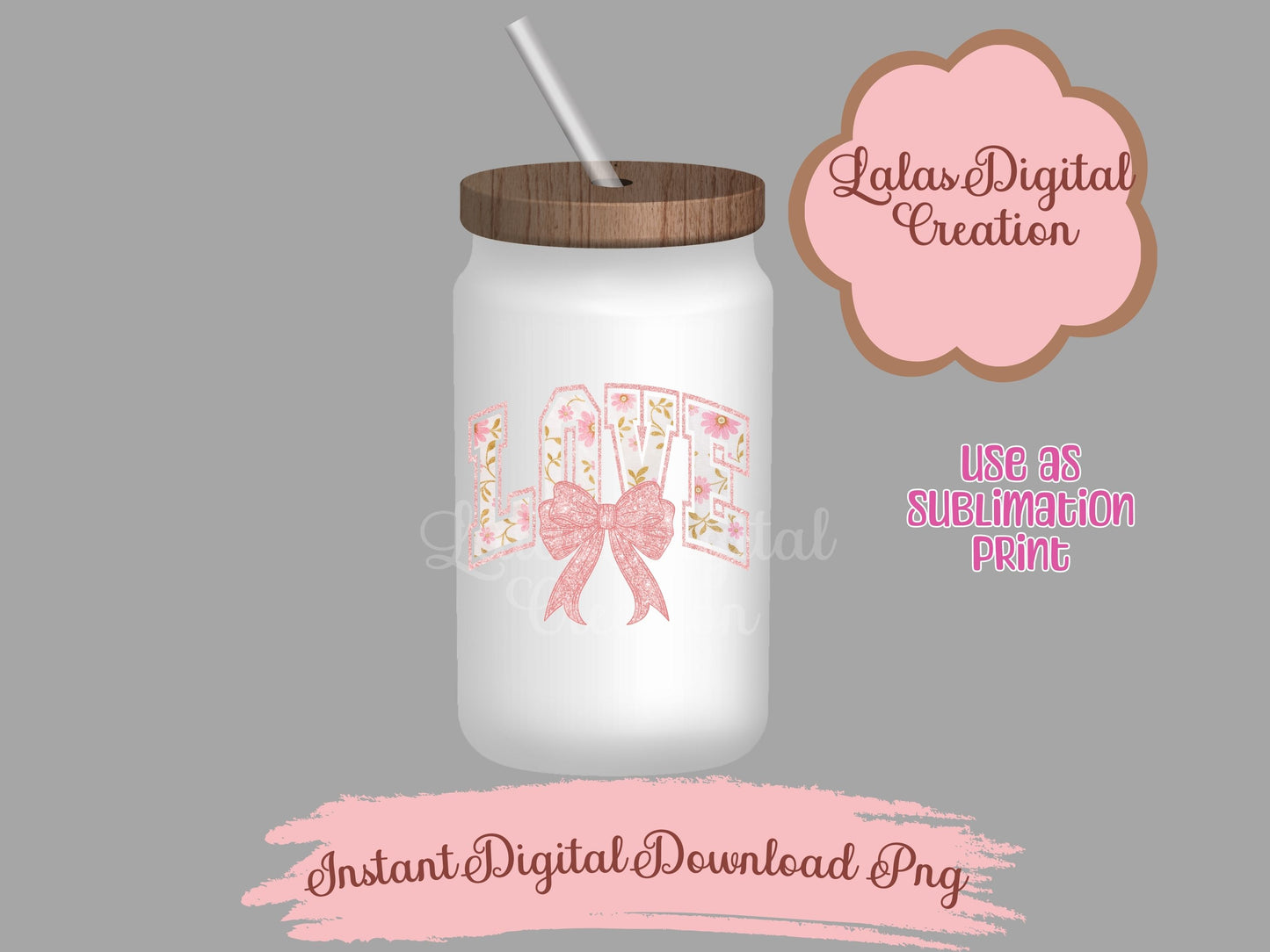 Pink Love Bow Clipart PNG Instant Digital Download