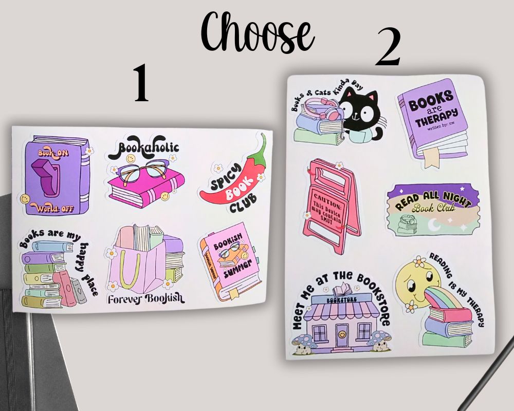 Book Lover Reading Bookish Sticker Sheet