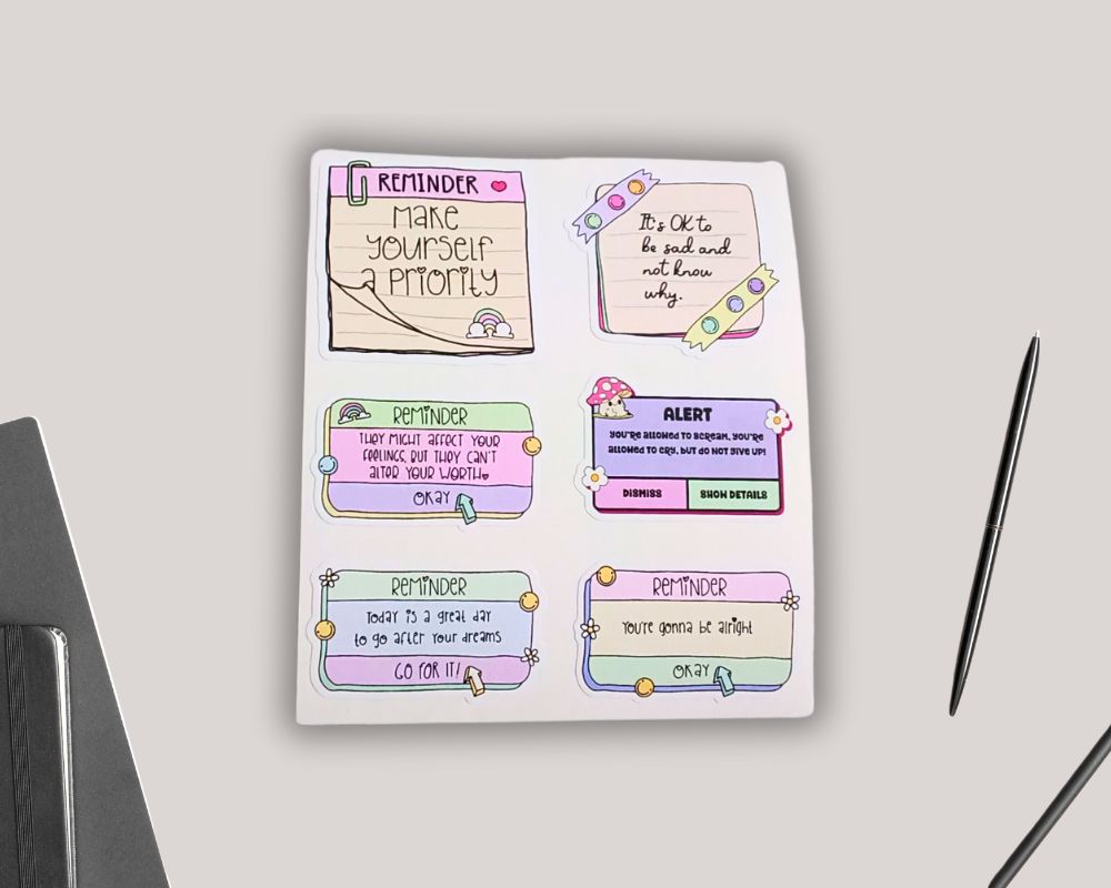 Mental Health-Self Care Reminder Sticker Sheet Pack