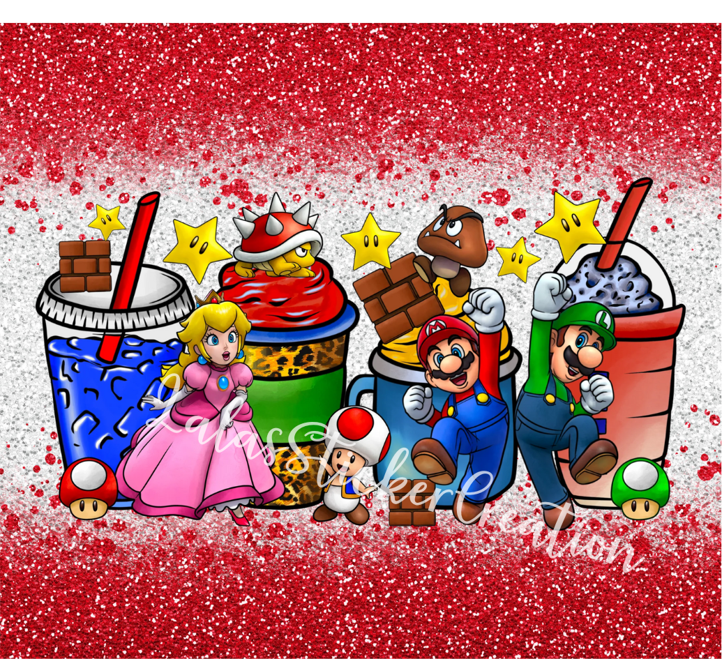 Mario Bro Bundle of 3 20oz Tumbler Wrap PNG