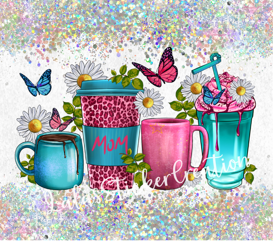 Iced Drink Bundle of 4-20oz Tumbler Wrap PNG Digital Download