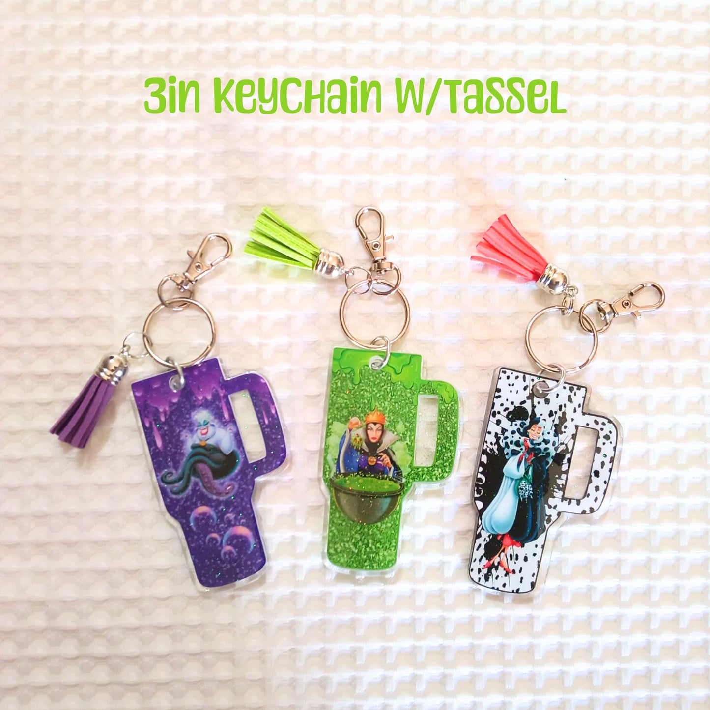 Tumbler Cup Acrylic Glitter Resin Tassel Keychain