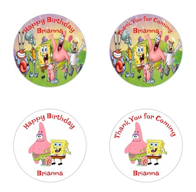 spongebob juice pouch stickers-digital-printed-spongebob party favors- –  Personalize Our Party