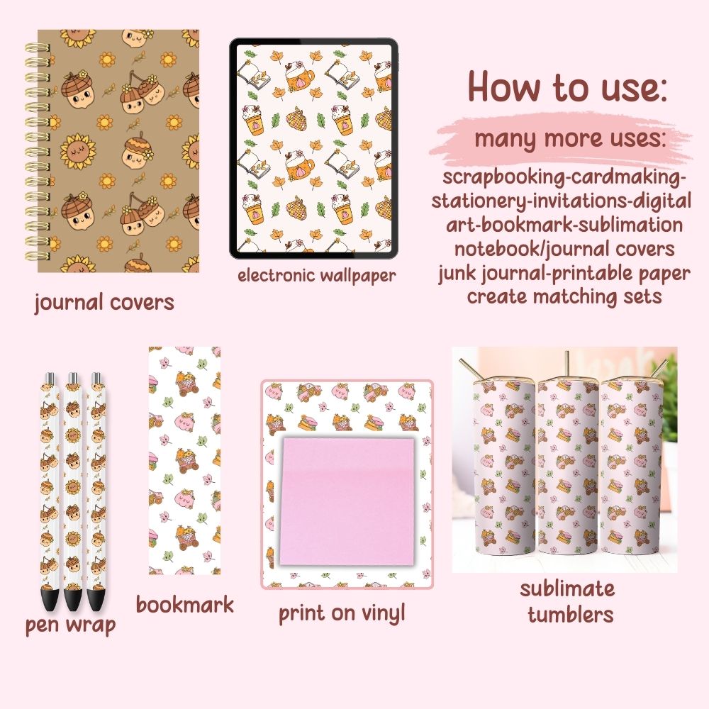 Groovy Retro Fall Seamless Digital Pattern Paper Bundle