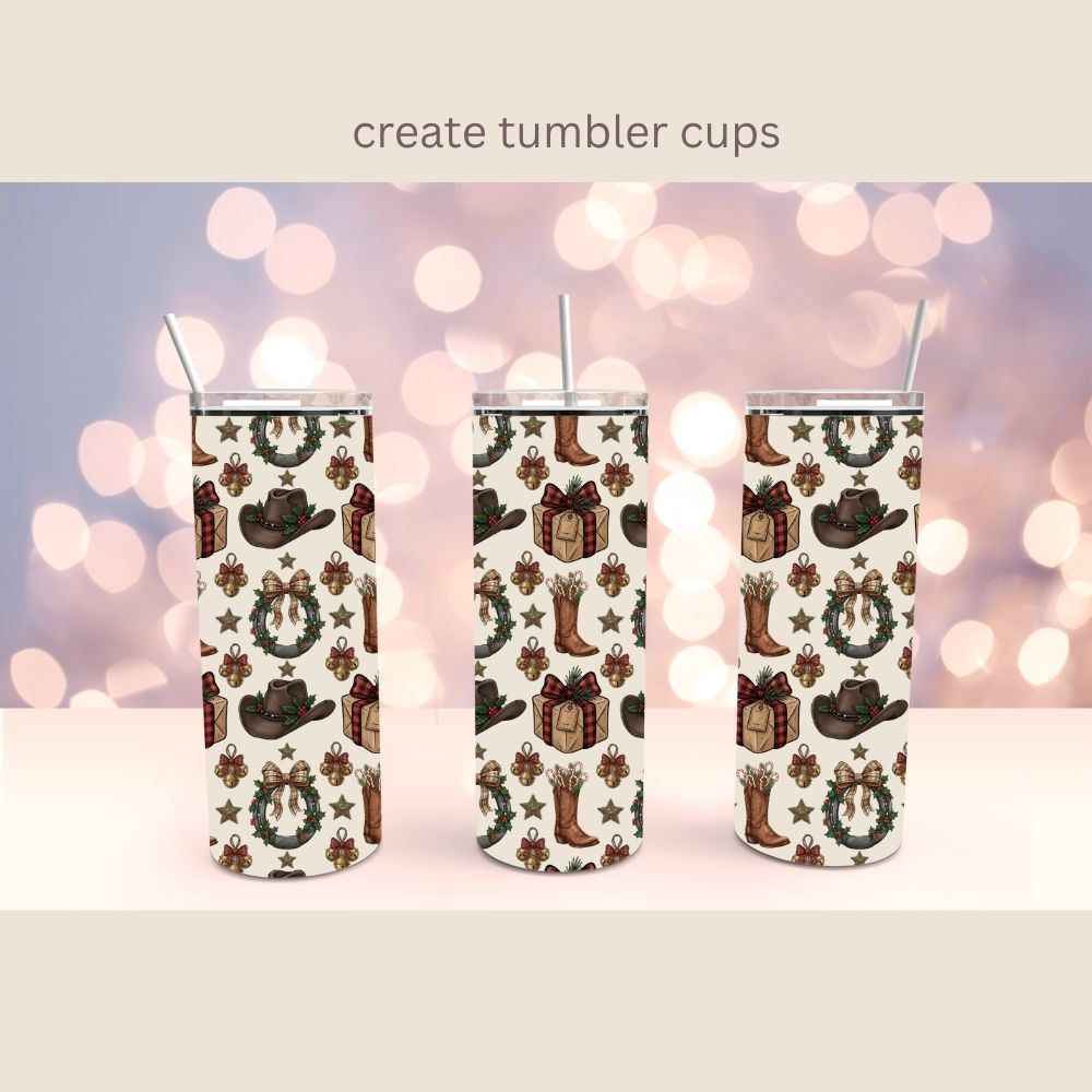 Western Christmas Seamless Digital Pattern Paper Bundle