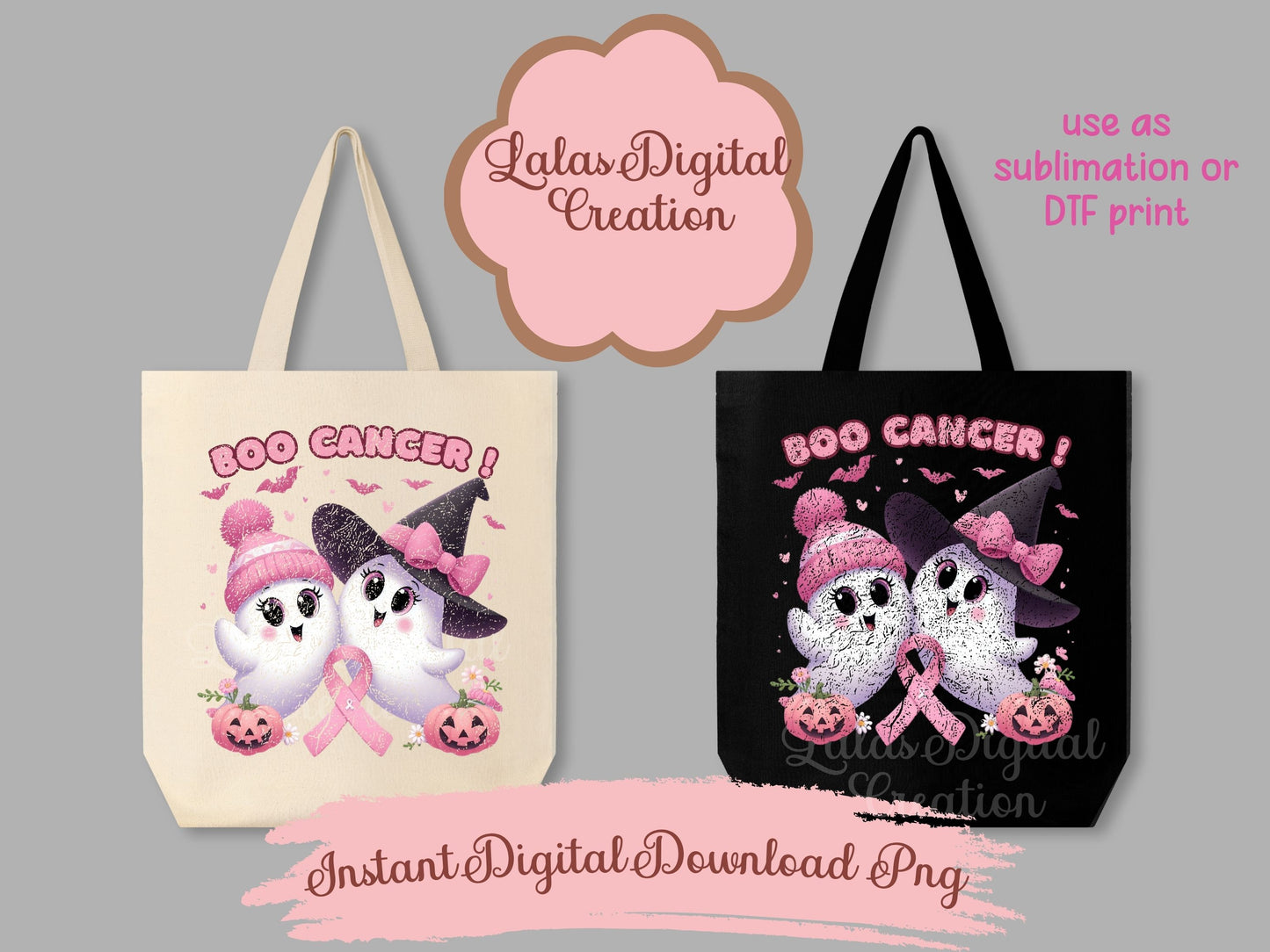Pink Ghost Cancer Awareness Clipart Instant Digital PNG Download