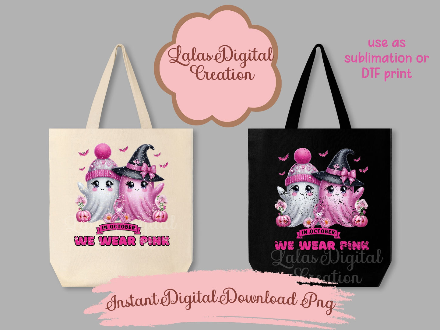 Cancer Awareness Ghost Clipart Instant Digital PNG Download