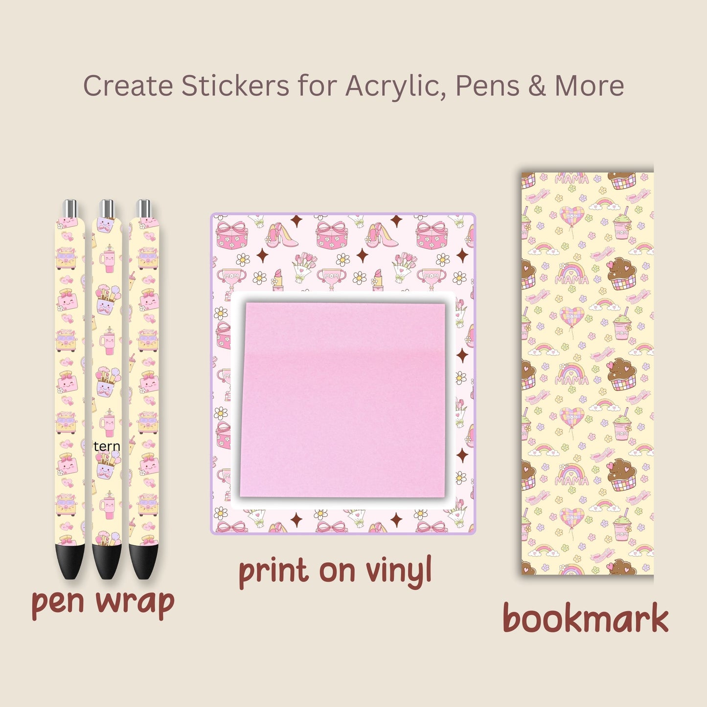 Preppy Coquette Mothers Day Seamless Repeating Pattern Paper Bundle Set