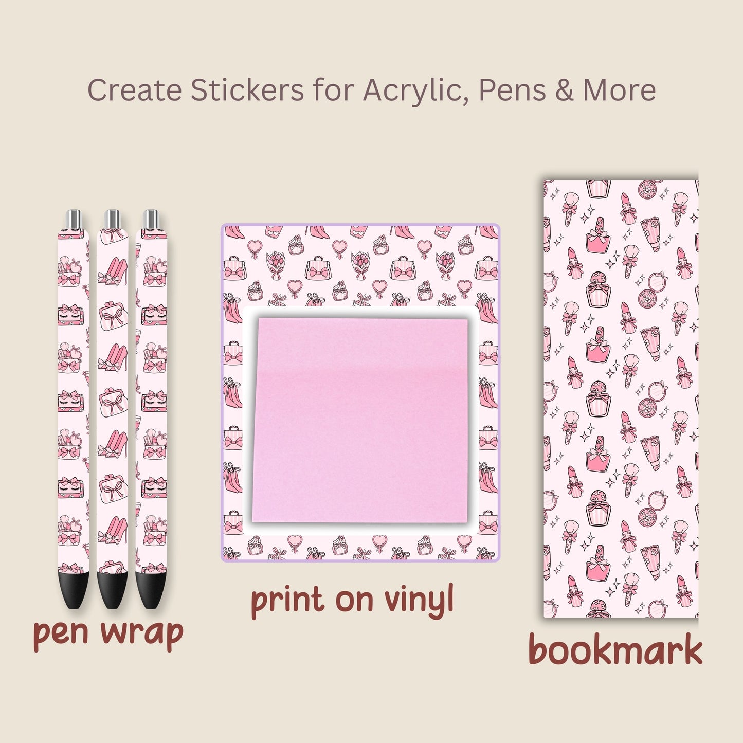 Preppy Coquette Girly Seamless Repeating Pattern Paper Bundle Set