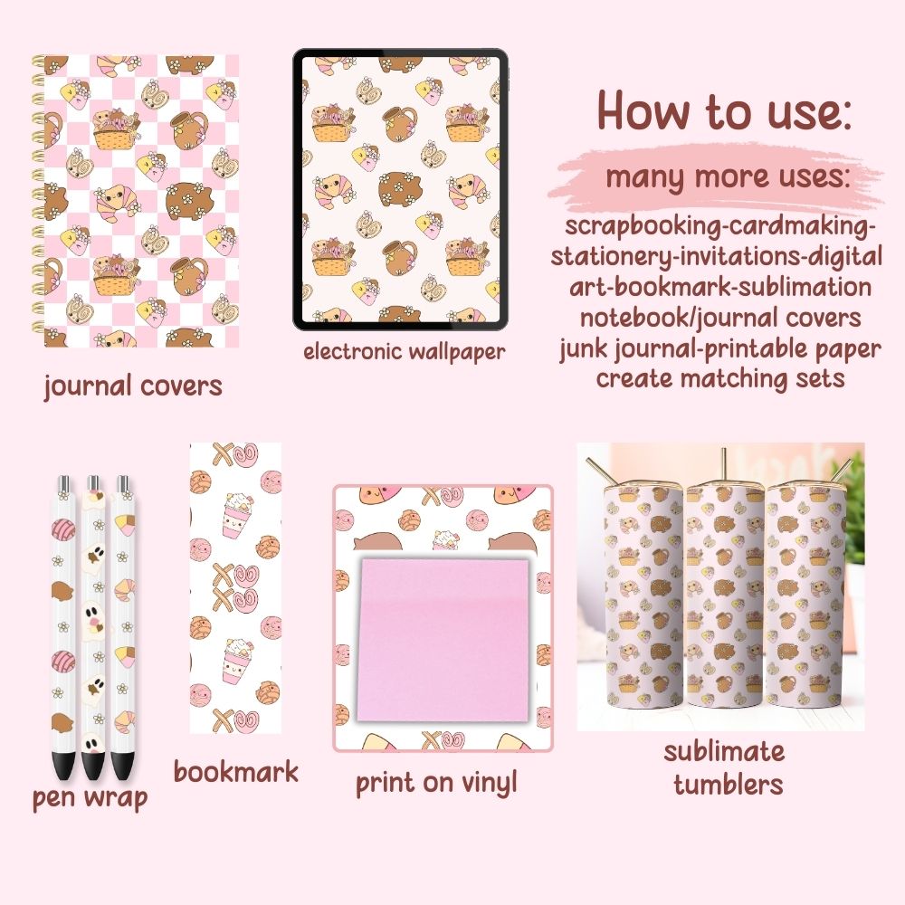 Sweet Mexican Bread Seamless Digital Pattern Paper Set