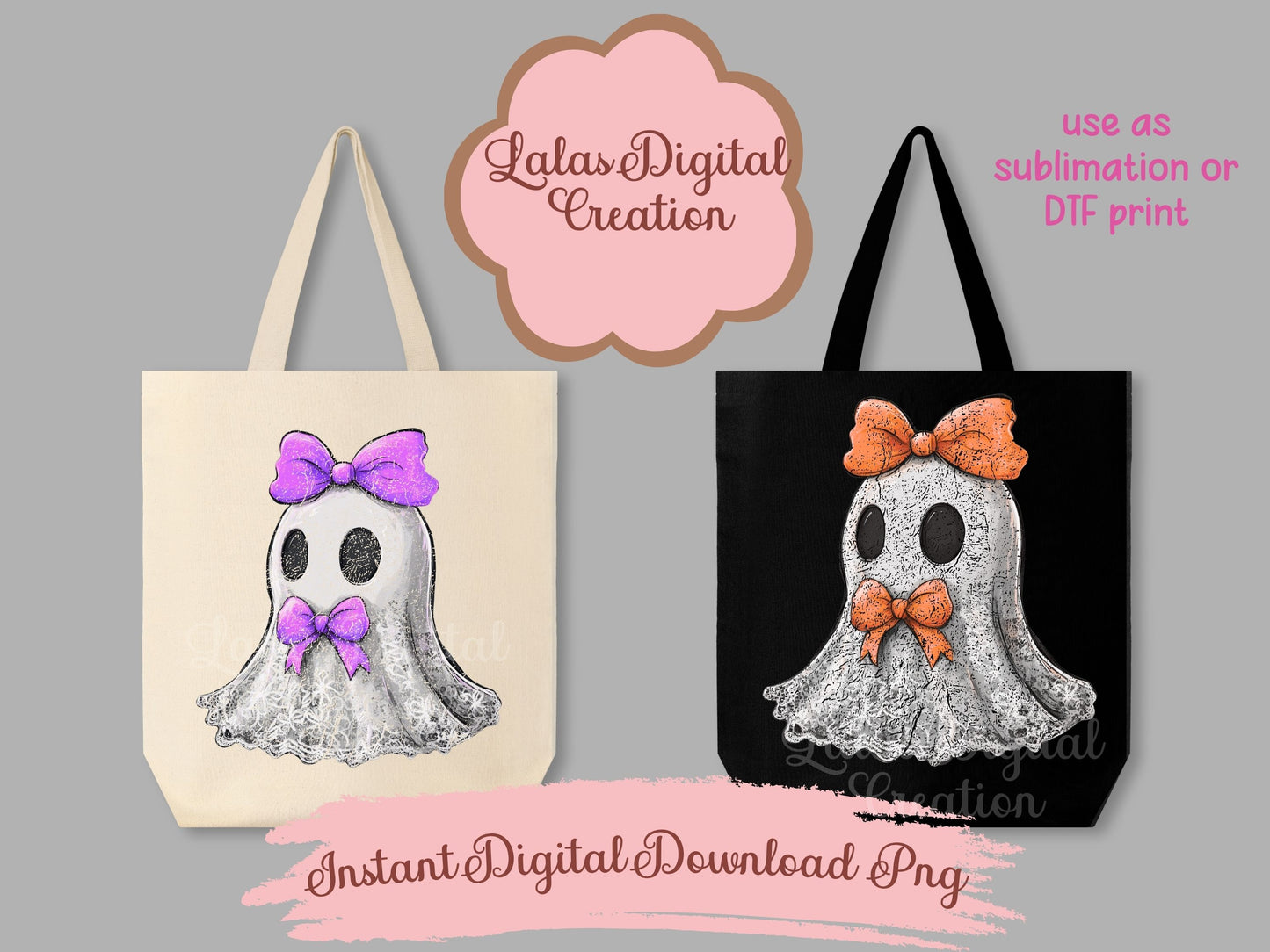 Coquette bow Ghost Clipart Instant Digital PNG Download