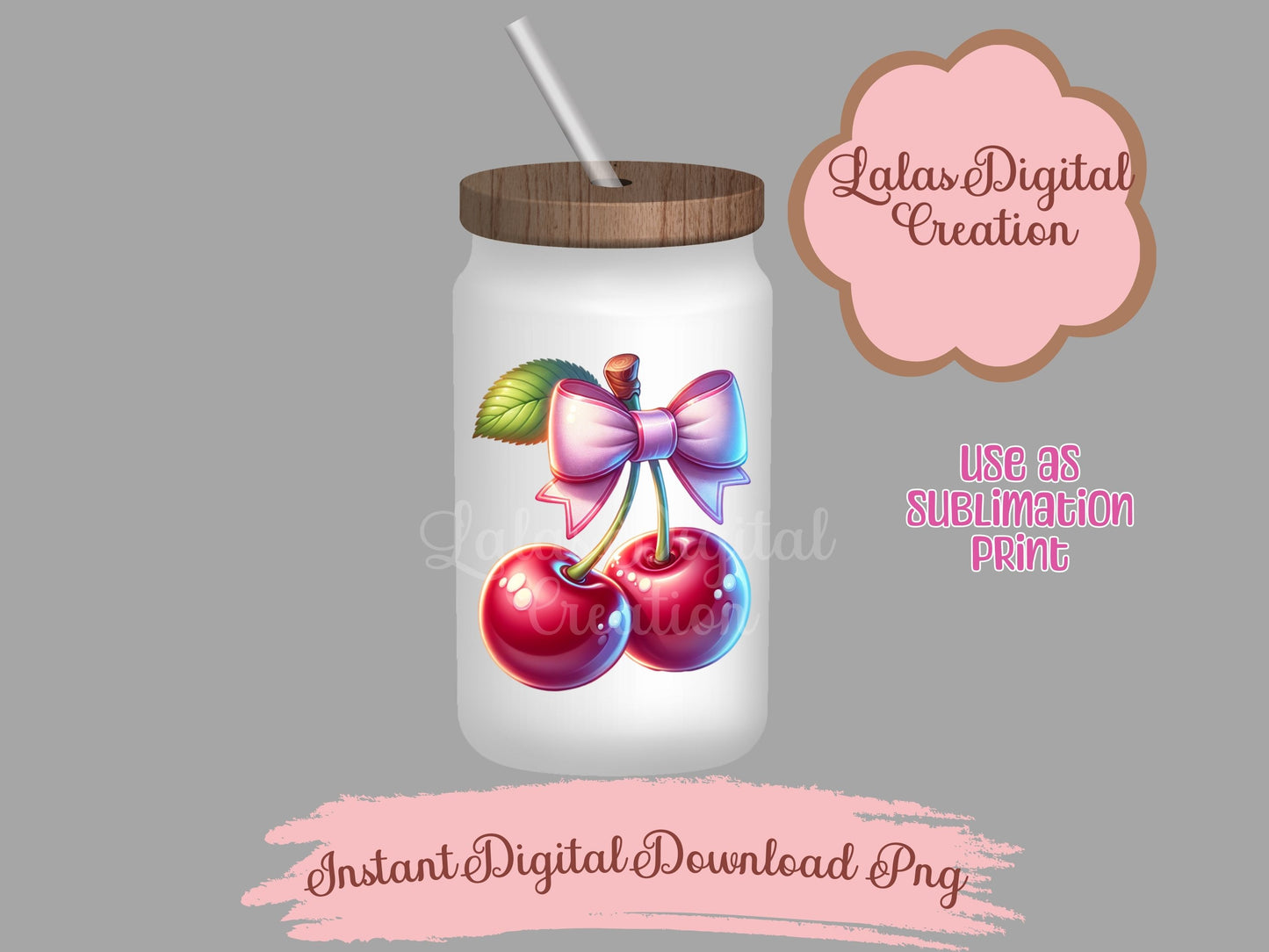 Cherry Coquette Bow Clipart PNG Instant Digital Download