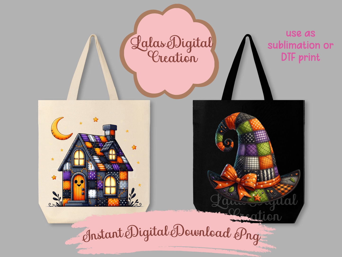 Halloween Patchwork Bundle Clipart Instant Digital PNG Download