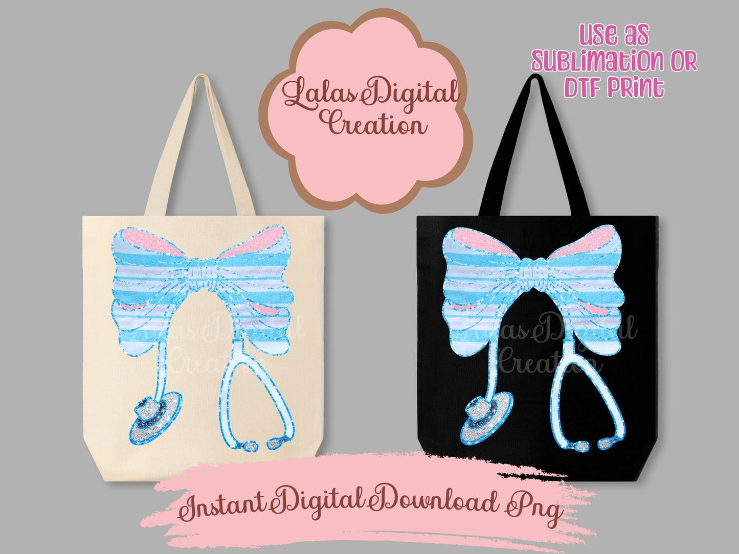 Nurse Stethoscope Bow Receiving Blanket Clipart PNG Instant Digital Download