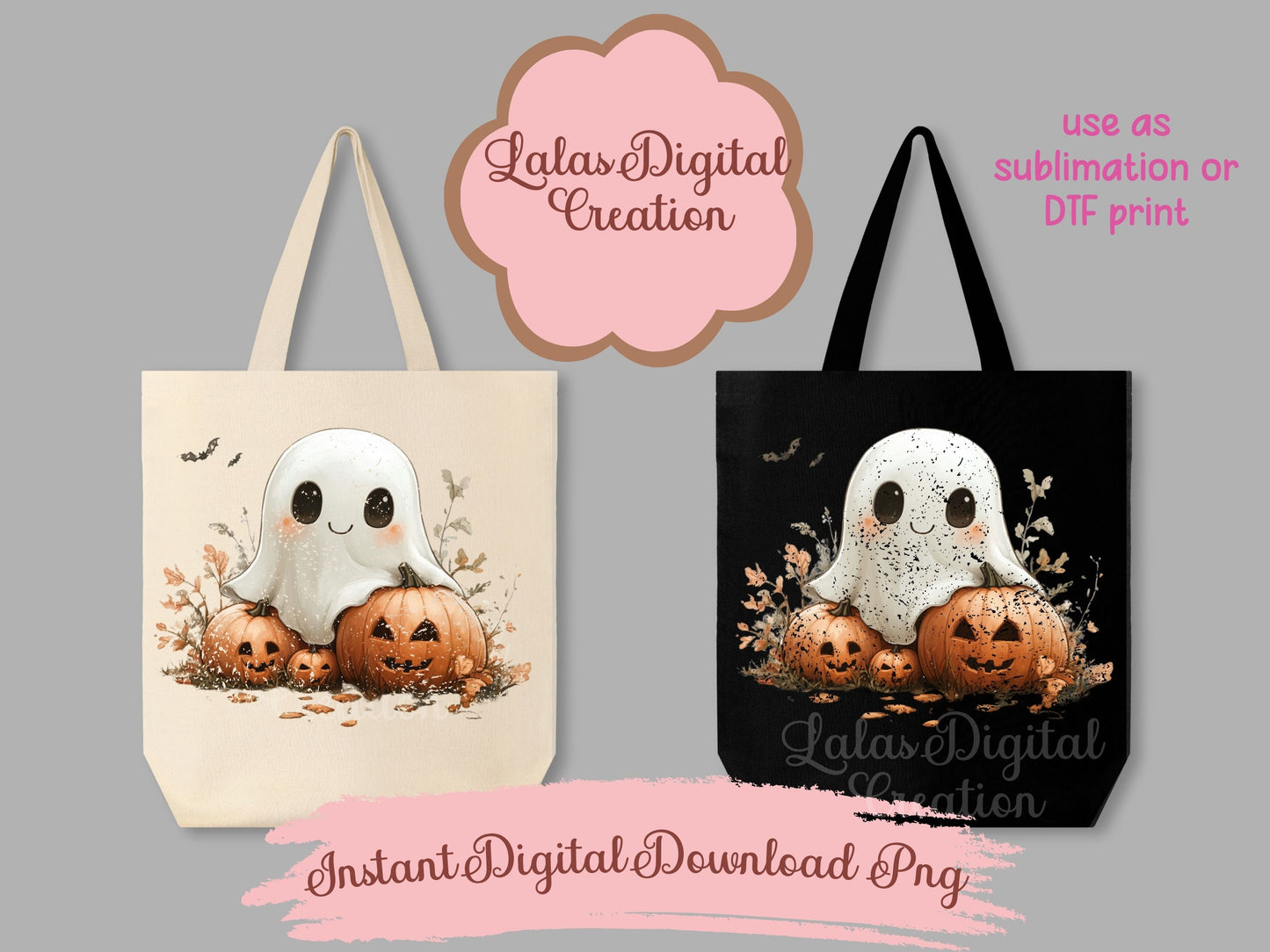 Retro Distress Ghost Clipart Instant Digital PNG Download