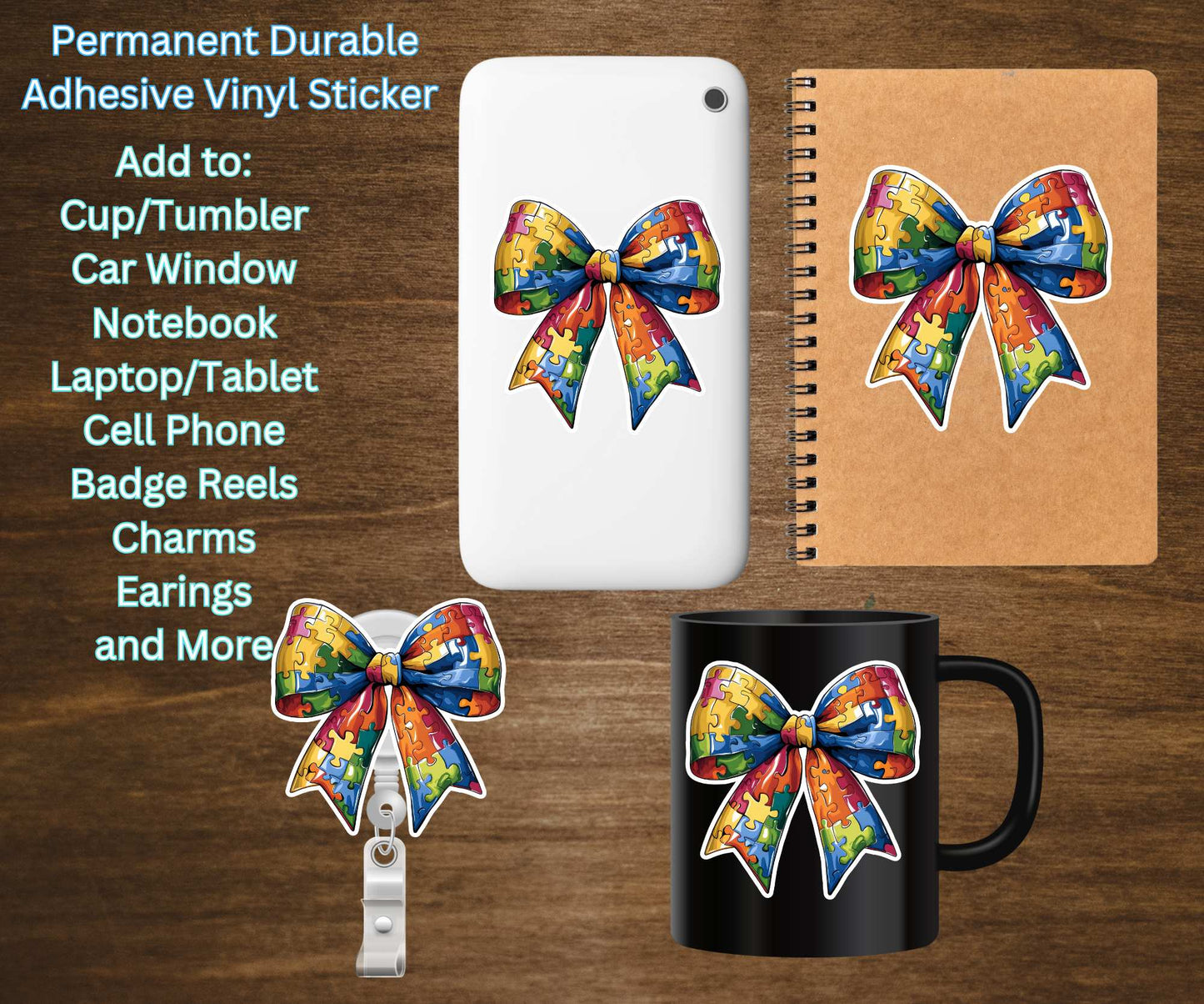 Autism Coquette Bow Vinyl Sticker Decal