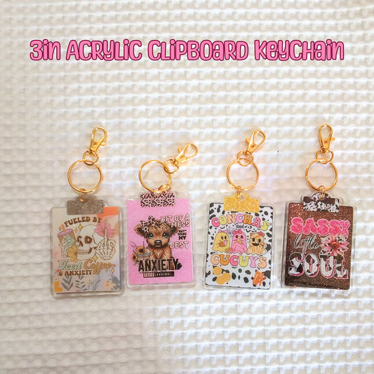 Novelty Mini Clipboard  Acrylic Resin Cup Keychain