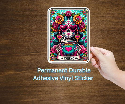 La Chismosa Skeleton Tarot Card Vinyl Sticker Decal