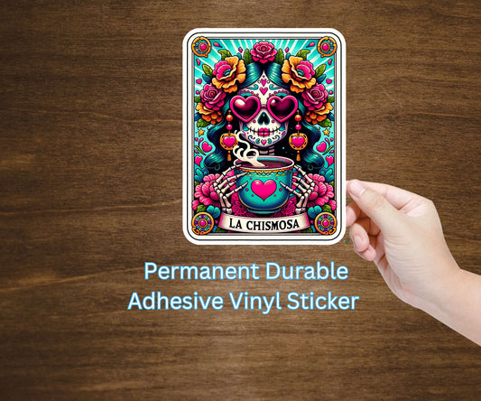 La Chismosa Skeleton Tarot Card Vinyl Sticker Decal