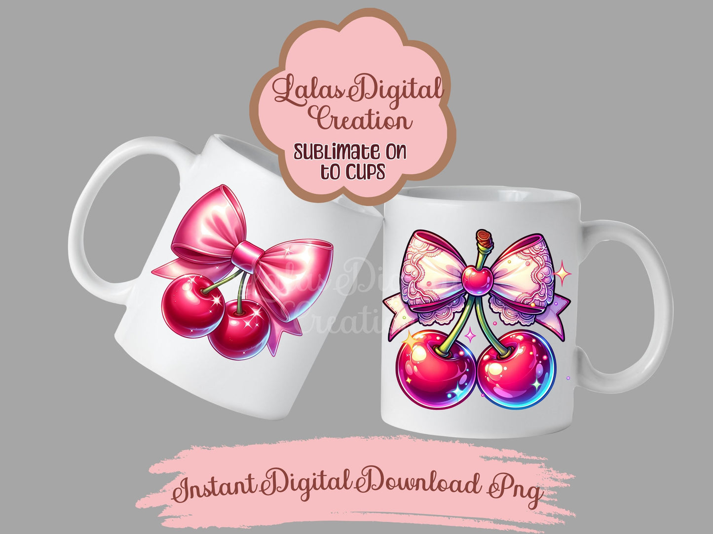 Cherry Coquette Bow Clipart PNG Instant Digital Download