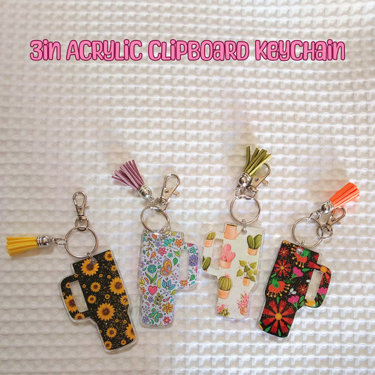 Floral Mini Tumbler Acrylic Resin Cup Keychain