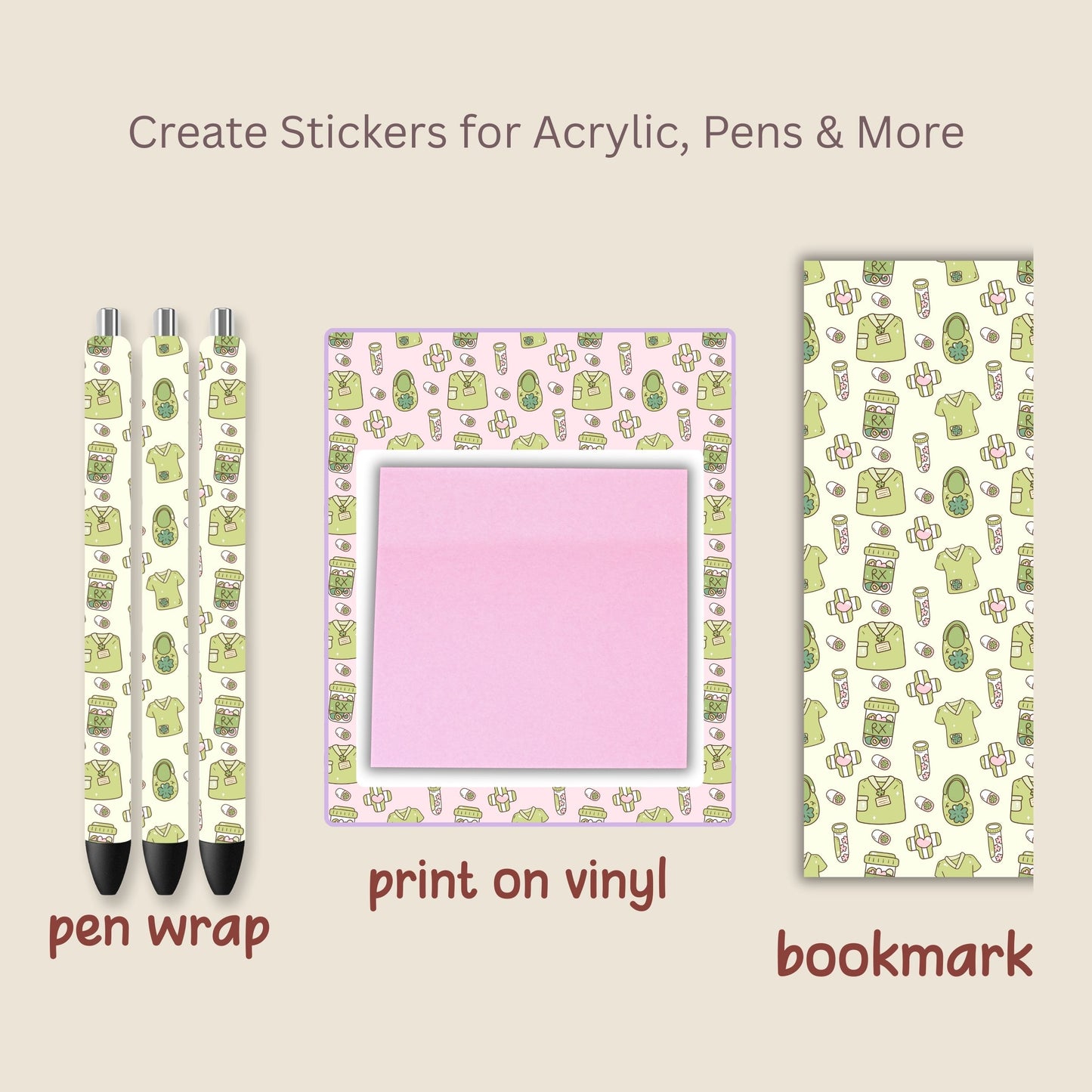 Nurse St. Patrick's Irish Seamless Repeating Pattern Paper Bundle Set