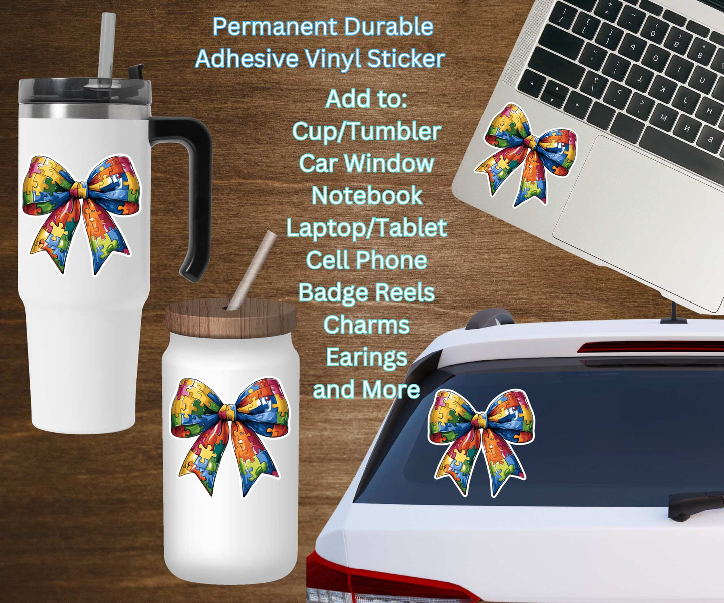 Autism Coquette Bow Vinyl Sticker Decal