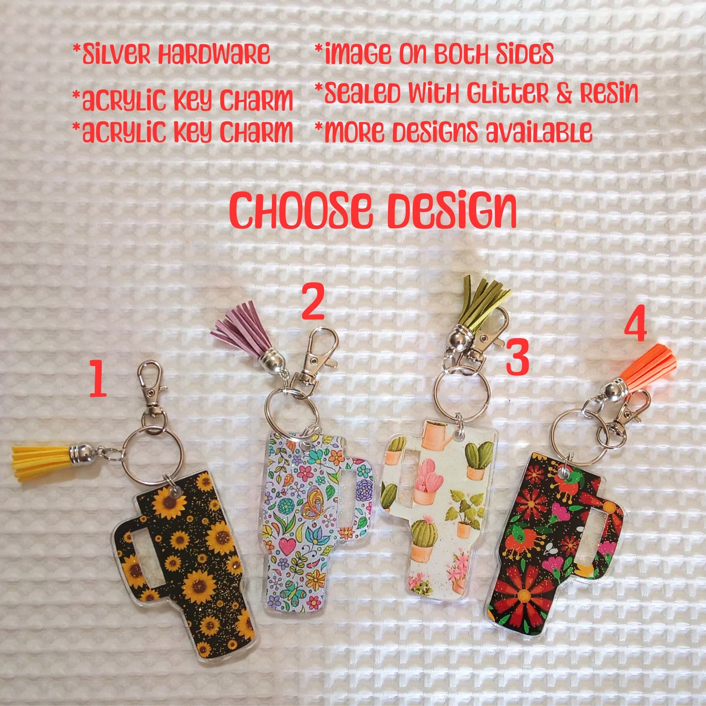 Floral Mini Tumbler Acrylic Resin Cup Keychain