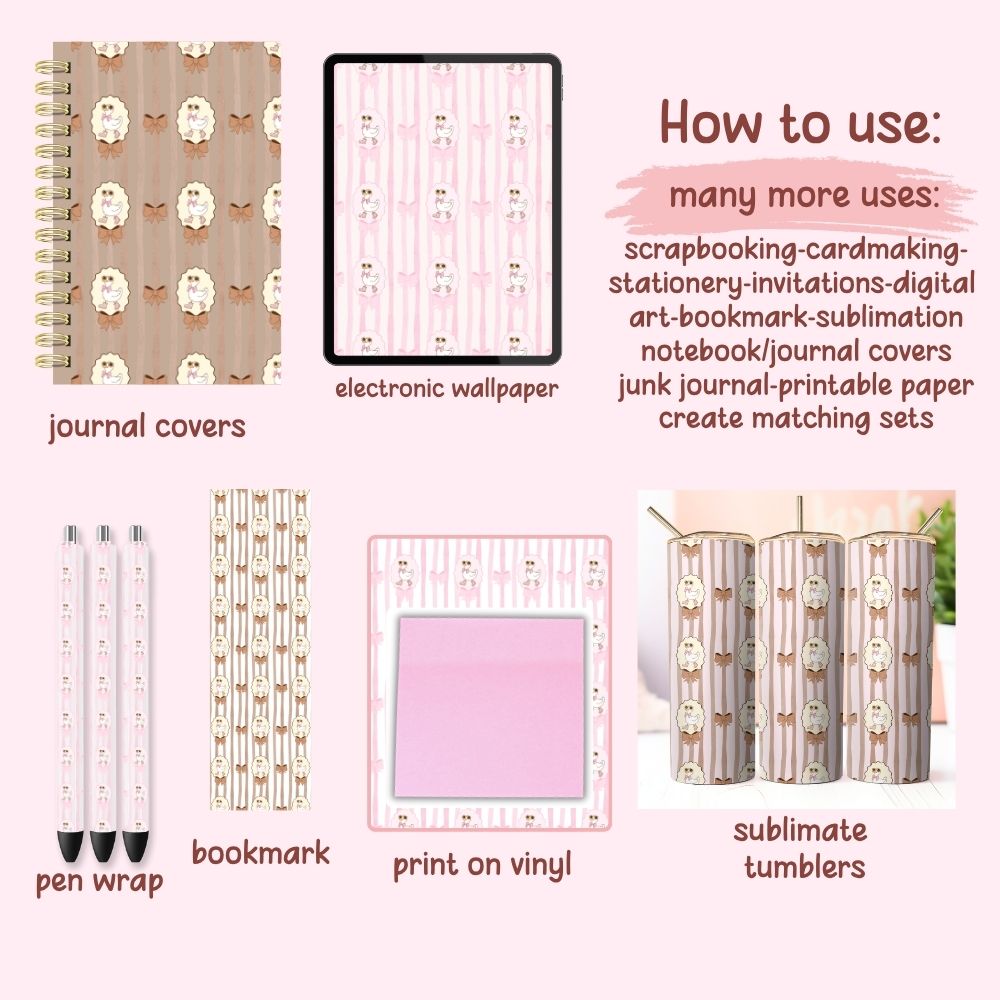 Silly Duck Frame Seamless Digital Pattern Paper Bundle