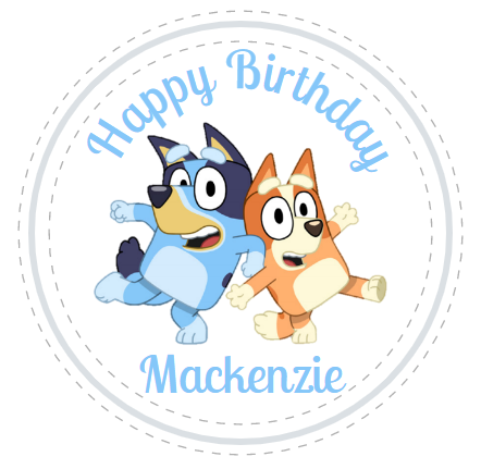 Bluey Kids Custom Personalized Party Favor Sticker Labels