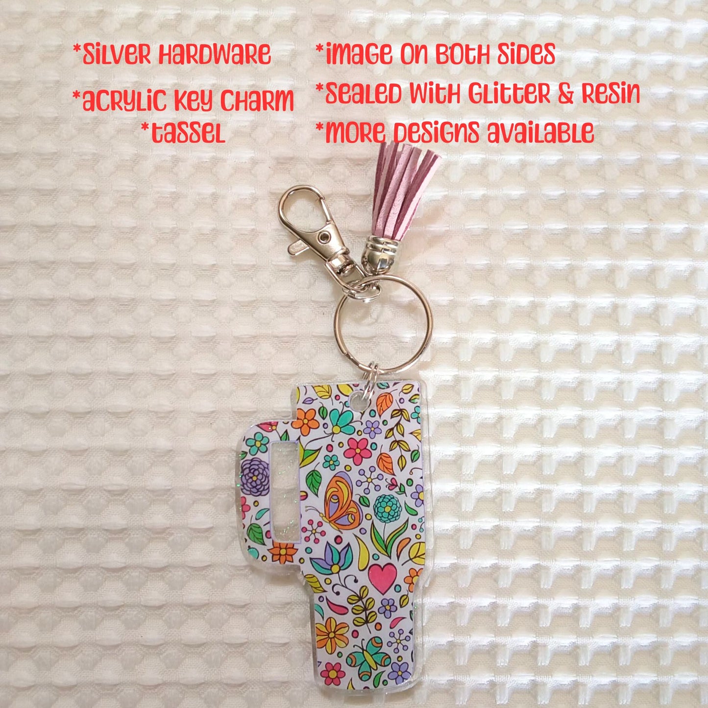 Floral Mini Tumbler Acrylic Resin Cup Keychain